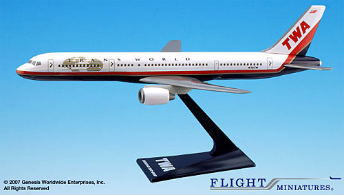 Flight Miniatures TWA Trans World Airlines 1995 Boeing 757-200 1:200 Scale Display Model with Stand 